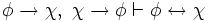 \phi \rightarrow \chi, \ \chi \rightarrow \phi \vdash \phi \leftrightarrow \chi